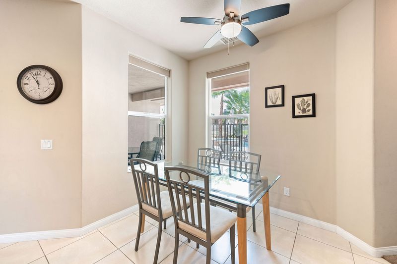 Breakfast nook with golf course view at Palms Place Indio